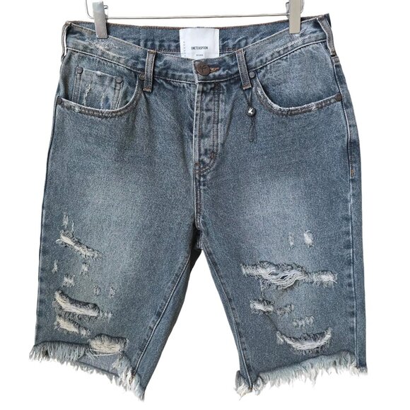 One Teaspoon Cut Off Truckers Distressed Denim Jean Shorts